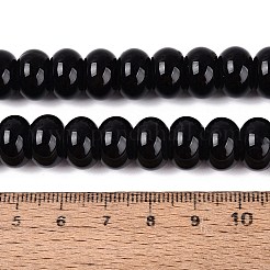 天然石瑪瑙ビーズ連売り  滑らかなロンデル  染め  ブラック  12x7.5mm  穴：0.5~1.2mm  約48~56個/連  14.17~16.73インチ（36~42.5cm）&nbsp;G-Q613-02B-01