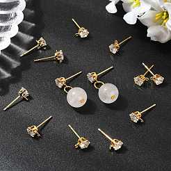 Фурнитура для сережек-гвоздиков из латуни с прозрачным кубическим цирконием&nbsp;XGR0102G-117G