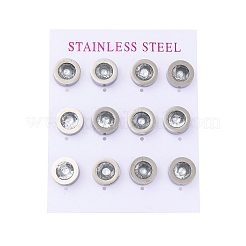 Плоские круглые серьги-гвоздики из нержавеющей стали 304&nbsp;EJEW-C099-23P-03