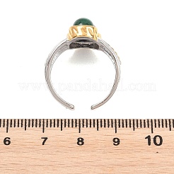 Natürlicher Lapislazuli und natürlicher Malachit mit offenen Manschettenringen aus Messing&nbsp;RJEW-B163-01GP-01