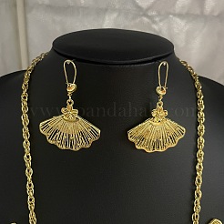 Ожерелья и серьги-кольца из сплава в форме веера и цветка FS-WGC1D3A-01