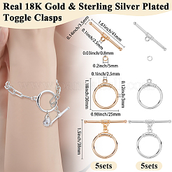 10 шт. 2-х цветные латунные застежки-тоглы&nbsp;KK-BBC0021-22A