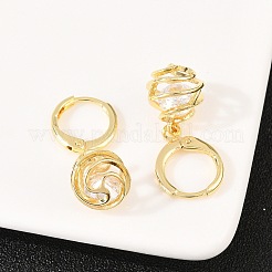 Полые овальные латунные серьги с прозрачными кубическими циркониями&nbsp;EJEW-H182-04B-G