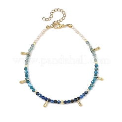 Cavigliere naturali in apatite e cianite con perline rotonde sfaccettate e perle&nbsp;AJEW-AN00872-01