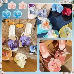 2 пара 2 стилей пряжек для обуви из искусственной кожи с цветочным принтом&nbsp;DIY-NB0015-13