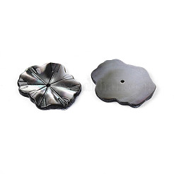 Резные бусины-листочки из натуральной черной ракушки BSHE-T014-31B