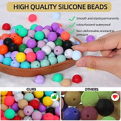 80 pièce de perles focales rondes en silicone de 4 styles&nbsp;SIL-SZ0001-22F