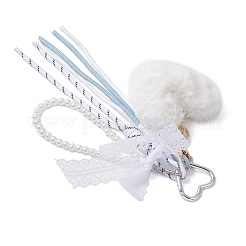 Подвесные украшения из искусственного жемчуга в виде плюшевого сердца&nbsp;HJEW-JM04393-02