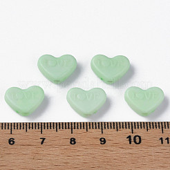 不透明なアクリルビーズ  染め  単語「love」付けのハート  ミックスカラー  10x13.5x4.5mm  穴：1.8mm  約2300個/500g&nbsp;MACR-S373-128-S