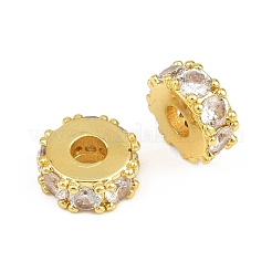 Perline di zirconi cubici trasparenti con pavé di ottone&nbsp;CU-CBA6A75-19A-G