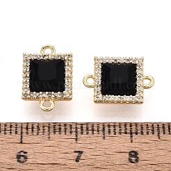Verbindungsstück-Anhänger aus Messing mit Mikropavé und klarem Zirkonia und Glas&nbsp;KK-N287-29G