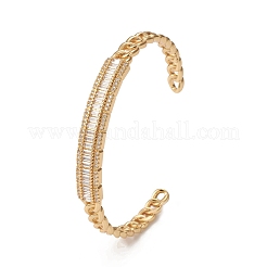 Bracciale rigido in ottone placcato a cremagliera con micro pavé di zirconi cubici&nbsp;BJEW-E071-25G