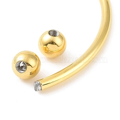 Brazalete abierto de alambre de acero inoxidable 304 con bola y extremo roscado&nbsp;BJEW-F435-02G