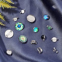 50個 5スタイル 304ステンレススチール ブローチ金具  バックバーパーツ  フラットラウンド  ステンレス鋼色  10個/スタイル&nbsp;STAS-UN0025-54