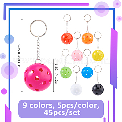 45 porte-clés boule creuse en plastique 9 couleurs&nbsp;KEYC-FH00093