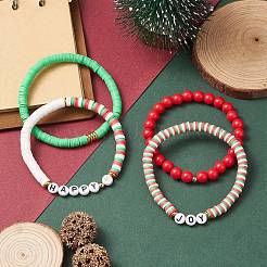 4pcs 4 style argile polymère heishi surfeur bracelets extensibles ensemble&nbsp;BJEW-TA00269