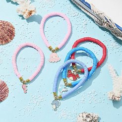 Браслет из полимерной глины Heishi Surfer стрейч&nbsp;BJEW-JB09702