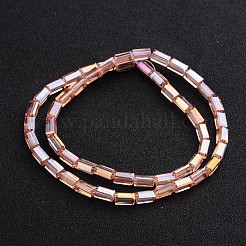 AB цвет гальваническим граненых параллелепипед Гальваническим стеклянные бусы пряди EGLA-F109-A04