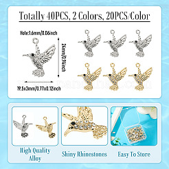 40 pendentif en alliage bicolore et strass cristal&nbsp;FIND-TA0010-68
