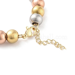 202 браслета из нержавеющей стали с круглыми бусинами для мужчин и женщин&nbsp;LS-BJEW-D034-01MC