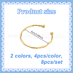 8 шт. двухцветные открытые браслеты-манжеты из сплава&nbsp;BJEW-GO0002-26