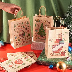8 Stück 8 Stile Weihnachtsmotiv bedruckte Kraftpapiertüten mit Griffen&nbsp;ABAG-TA0001-59