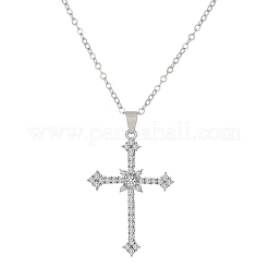 Lega piena di cristallo strass religione croce pendente catena cavo collane per le donne&nbsp;PW-WG8E4F5-01