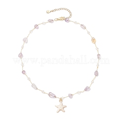 Латунные самородки из натурального аметиста ручной работы&nbsp;NJEW-JN05366-03