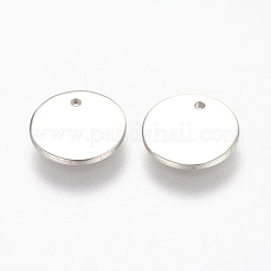 変色しない304ステンレススチールの刻印入りブランクタグチャーム  フラットラウンド  ステンレス鋼色  10x1mm  穴：1.2mm&nbsp;A-STAS-K149-03B