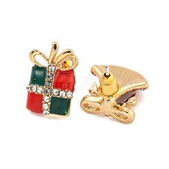 Асимметричные серьги-гвоздики из рождественского сплава со стразами для женщин&nbsp;EJEW-M256-01A-G