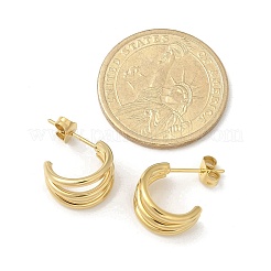 Boucles d'oreilles à tige triple C en acier inoxydable 304 pour femmes&nbsp;EJEW-C096-68G-01