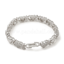 Браслет-цепочка с сердечком из кубического циркония BJEW-M296-05P