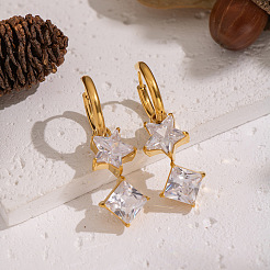 Звезда из нержавеющей стали 304 с квадратными серьгами-кольцами&nbsp;SZ9401