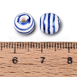 Perline rotonde in porcellana dipinte a mano a righe blu e bianche&nbsp;PORC-Q007-01B