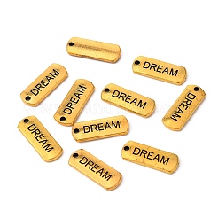 Тибетский стиль сплава прямоугольник с подвесками мечты слов&nbsp;LS-TIBEP-Q043-065AG-RS