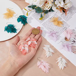 6 пара двухцветных акриловых сережек-листиков EJEW-FI0001-73