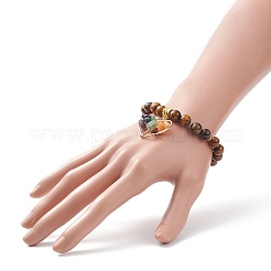 Bracelet extensible en oeil de tigre naturel&nbsp;BJEW-JB08747-03