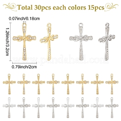 30 stücke 2 farben legierung strass anhänger&nbsp;FIND-YW0010-17