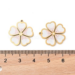 304ステンレススチールエナメルペンダント  イオンプレーティング（ip）  18KGP本金メッキ  花  18.5x17.5x1.5mm  穴：1.2mm&nbsp;STAS-S156-01G-07