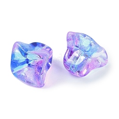 透明スプレーペイントガラスビーズ  花  紫色のメディア  10.5x10.5x10.5mm  穴：1.6mm&nbsp;GLAA-H035-03B