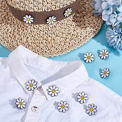 12 шт. эмалевые булавки с белой маргариткой&nbsp;JEWB-PH0001-49B