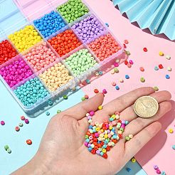 1800 шт. 12 цвета 6/0 стеклянные круглые бусины с краской для выпечки&nbsp;SEED-CJ0001-16