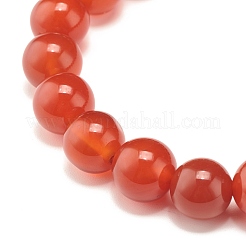 Bracciale elasticizzato con perline tonde in corniola naturale&nbsp;BJEW-JB07235-04