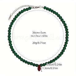 Старинные стеклянные зеленые круглые бусины ожерелья MA6144