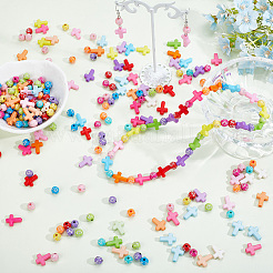 600шт 3 стиля непрозрачные акриловые бусины&nbsp;SACR-PA0001-12