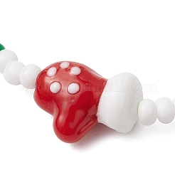 Braccialetti elastici natalizi con semi di vetro e perline di lampwork fatte a mano per le donne&nbsp;BJEW-MZ00197-01
