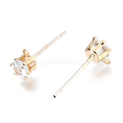 Латунные микро-паве прозрачные серьги-гвоздики из циркония ZIRC-H116-06B-G