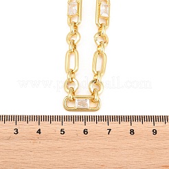 Figaro-Ketten aus 7 mm Messing mit Pavé-Fassung aus Zirkonia&nbsp;NJEW-D324-04G-06