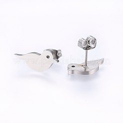 304ステンレススチールジュエリーセット  スタッドピアスとペンダントネックレス  鳥  ミックスカラー  ネックレス：18.9インチ（48cm）  スタッドピアス：5x12x1.2mm  ピン：0.8mm&nbsp;SJEW-O090-25