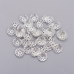 Silberfarben plattierte Filigrane Blumeneisen ausgefallene Perlenkappen&nbsp;X-IFIN-E191Y-S